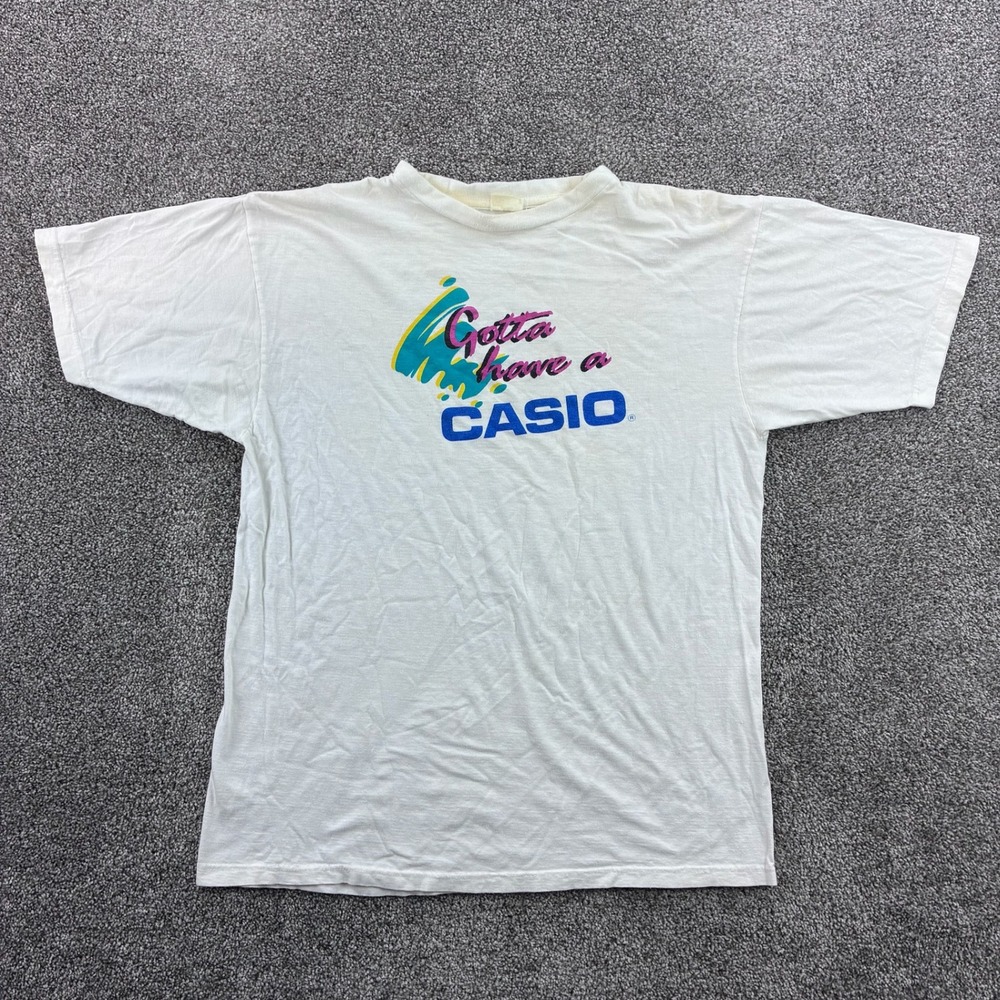 Vintage Casio Shirt Mens XL White Cotton Gotta Have a Casio Promo Retro